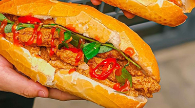 Fried fish cake banh mi in Vung Tau — the coastal street snack done right